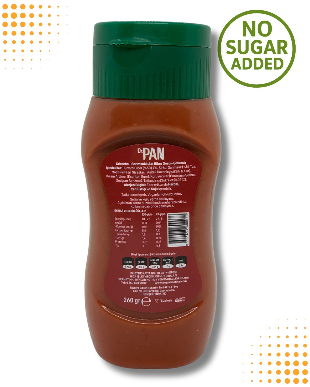 DR.PAN SRİRACHA SOS (DÜŞÜK KALORİLİ - ŞEKERSİZ -260G)